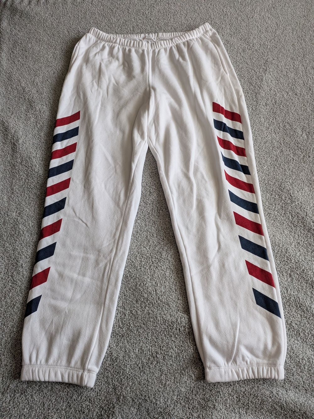 🌼B2G1🌼 Grayson Threads White Track Joggers with Red & Navy Diagonal Stripes